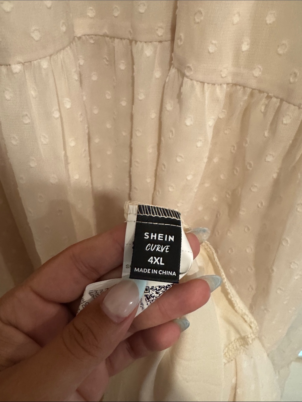 SHEIN Curve 4XL Cream Swiss Dot Embroidered Maxi Dress Boho Cottagecore - Picture 10 of 10